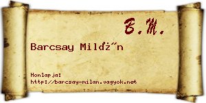 Barcsay Milán névjegykártya